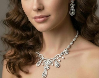 Set di gioielli da sposa Swarovski a forma di goccia vorticosa. Gioielli regali per invitata a un matrimonio. Per la madre della sposa.
