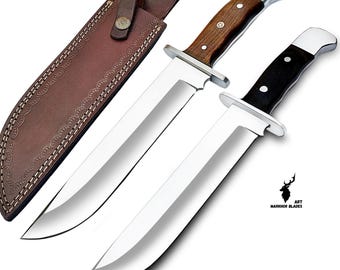 Faca Bowie artesanal - Faca de caça Full Tang de 33 cm com bainha - Faca de camping para homens, ideal para atividades ao ar livre, sobrevivência e bushcraft, com cabo de jacarandá.