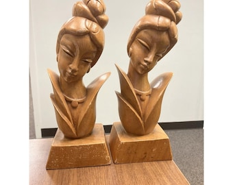 Vintage Balinees hout, met de hand gesneden Indonesische vrouwen - MCM Boho Decor