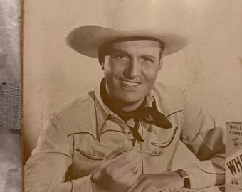 Vintage Gene Autry Wheaties Cereal Advertisement Print Singing Cowboy 11x14