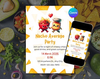 Plantilla de Canva para invitación a la Noche de Nachos, descarga digital
