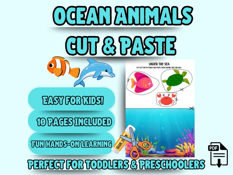 Cut and Paste Ocean Animals | Printable Ocean Craft for Kids ...