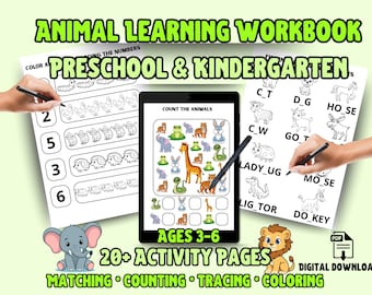 Feuilles de travail sur les animaux pour les enfants | Activités préscolaires et maternelles (PDF)