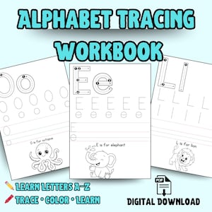 Alphabet Tracing & Coloring Workbook | Printable ABC Worksheets A–Z | Preschool Handwriting Practice PDF