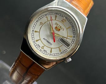 Refurbished Seiko 5 Automatic Watch, White Dial, Day Date, All Working