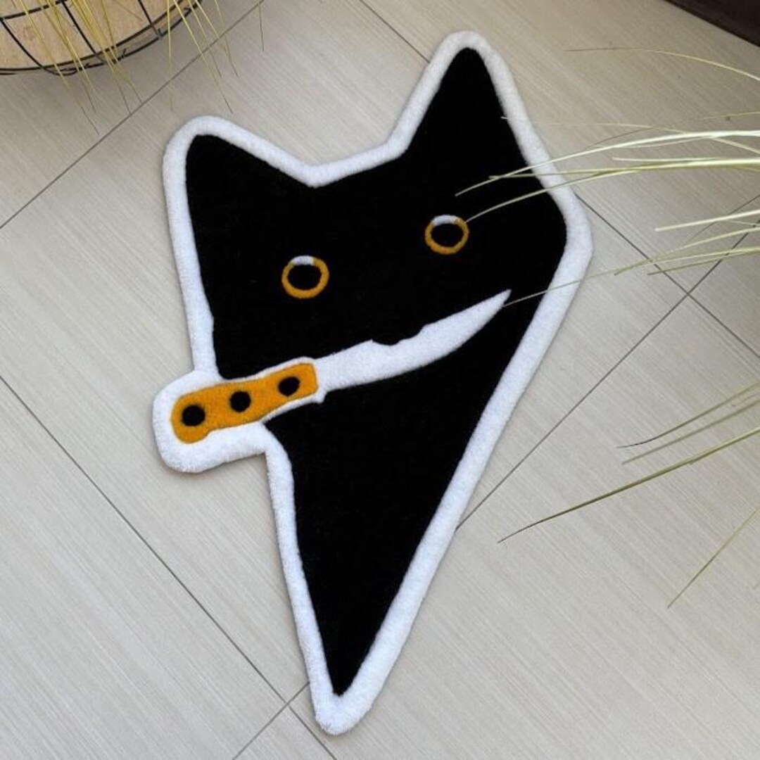 Black Cat Rug – Handmade Tufted Cat Shaped Rug, Animal Rug - Etsy