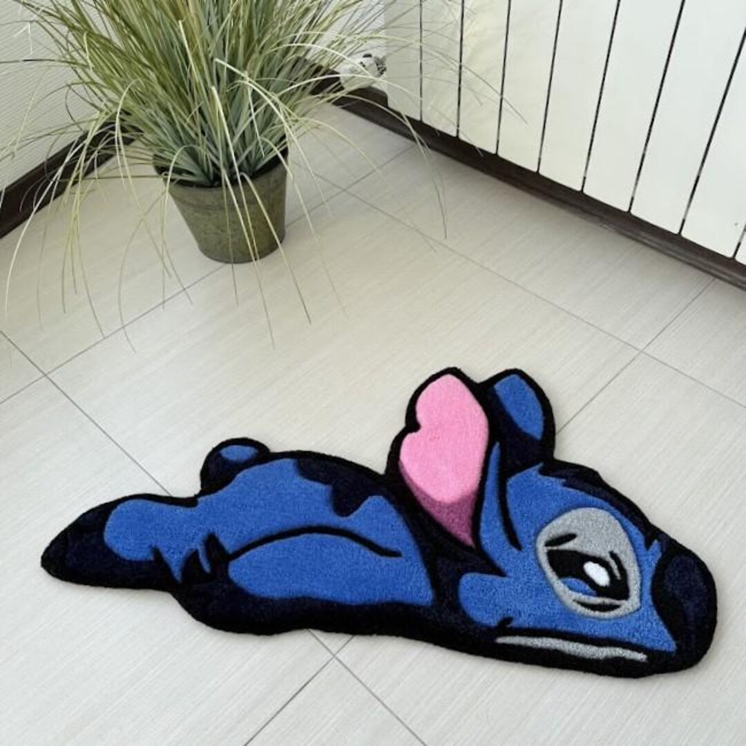 Cute Blue Rug | Kawaii Cartoon Floor Rug | Bedroom Decor | Hand Tufted ...