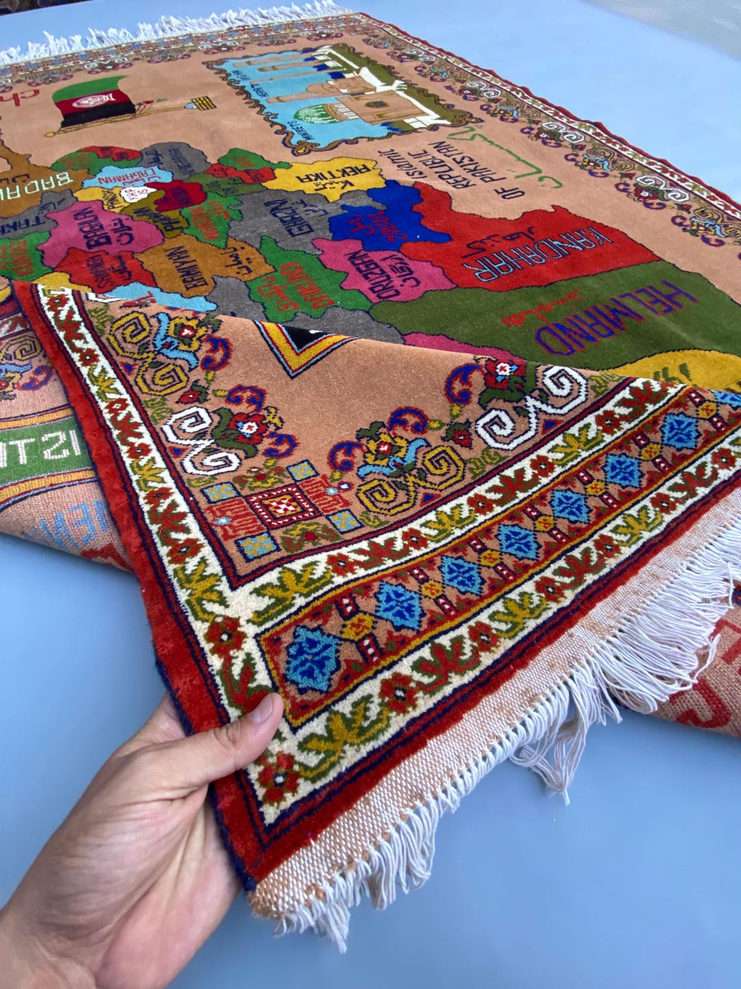 Hand Knotted Wool World Map Rug: Afghan Kids Room Decor. - Etsy