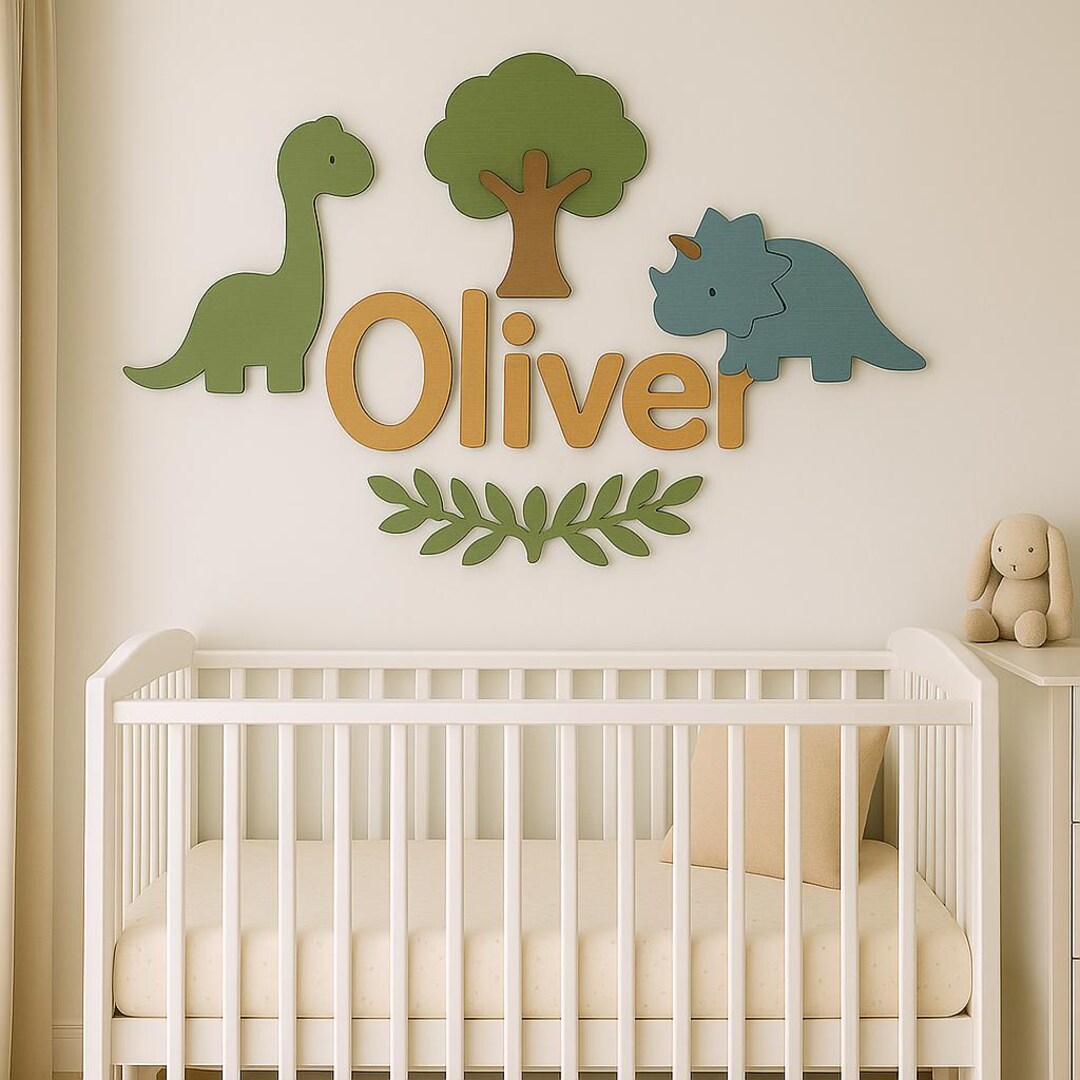 Dinosaur Baby Name Sign – Personalized Nursery Wooden Wall Decor - Etsy