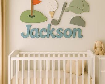 Decoración infantil de golf personalizada / Arte mural de madera 3D personalizado