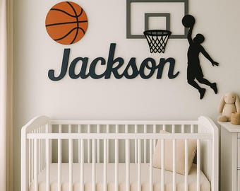 Personalized Basketball Name Sign • 3D Wooden Kids Wall Decor
