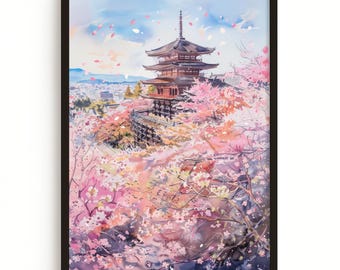 東寺の桜の版画、京都の五重塔の壁画 - Etsy 日本