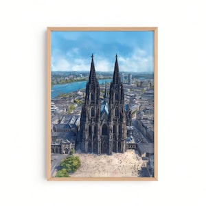 Kölner Dom – Deutschland Aquarell Stadtbild, Gotische Architektur Wandkunst