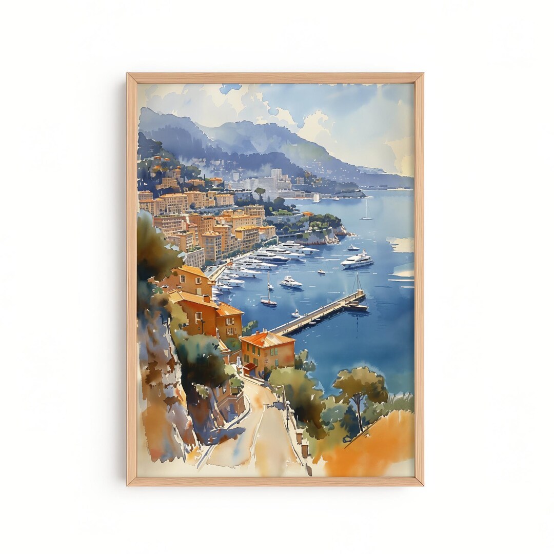 monaco-yacht-harbor-art-print-monte-carlo-coast-painting-french-riviera