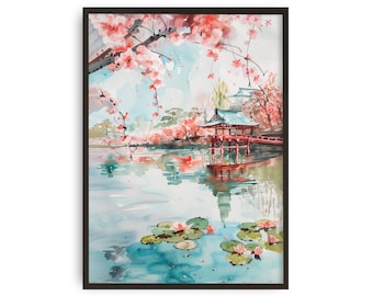 Ueno Park Watercolor Print: Tokyo Cherry Blossom Art