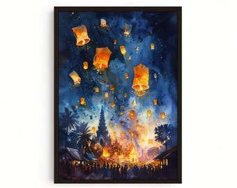 Yi Peng Lantern Festival Art Print | Chiang Mai, Thailand