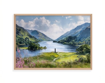 Loch Shiel Scotland Watercolor Landscape Print, Scottish Highlands Art, Glenfinnan Scenic Painting