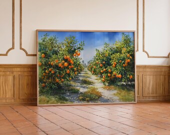 Florida Orange Grove Wall Art, Citrus Orchard Landscape Print