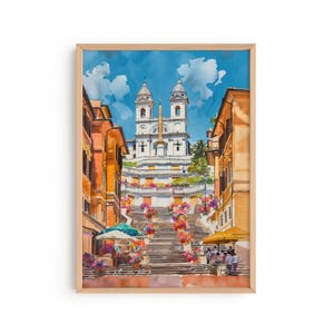 Rome Spanish Steps Watercolor Print | Italy Travel Art