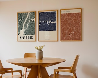Custom City Retro Map Print — Personalized Minimalist Wall Art Gift