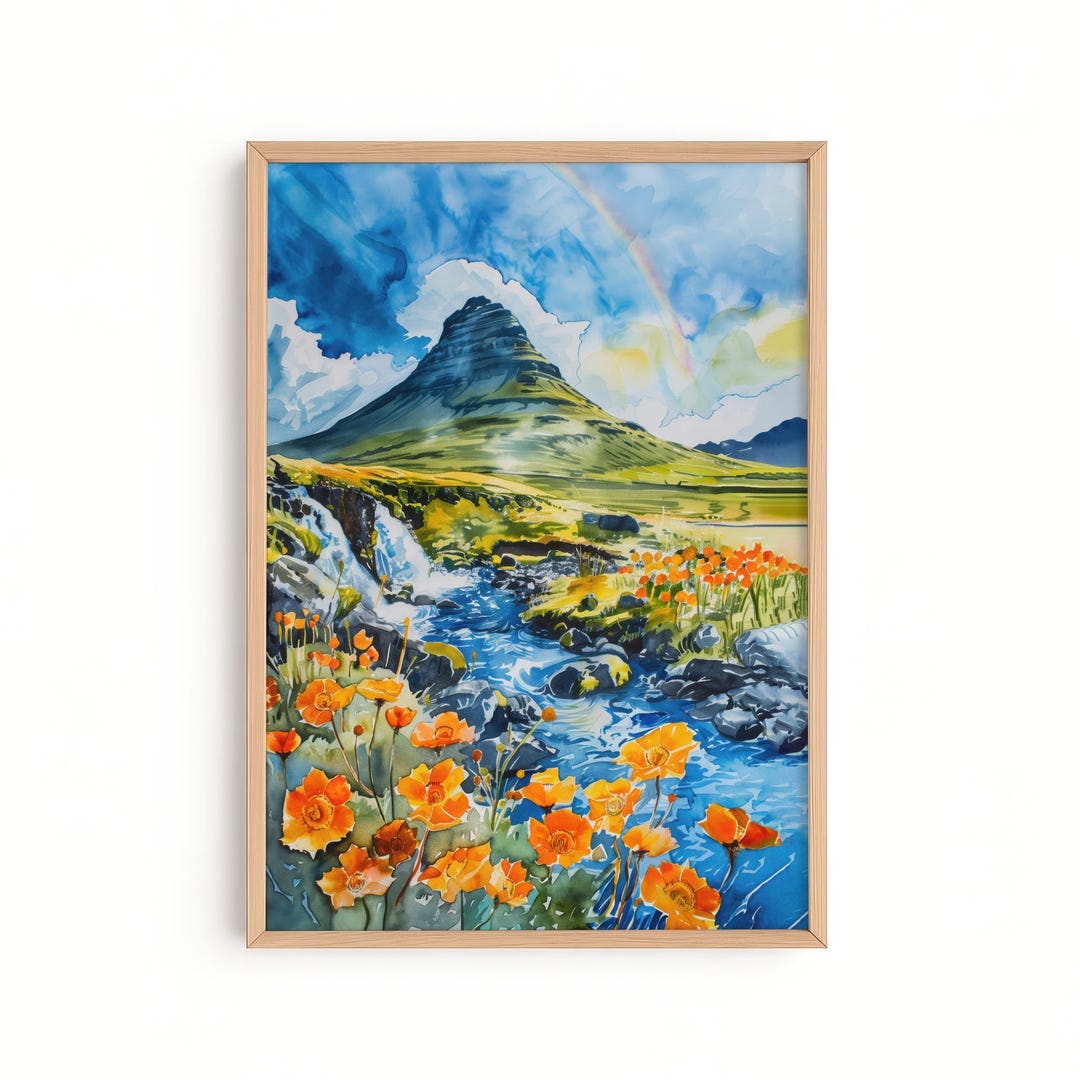 Kirkjufell Mountain Iceland Print | Waterfall Wall Art | Nature ...