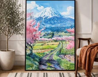 富士山の絵画 日本 水彩画 アートプリント 山 日の出 風景 壁アート