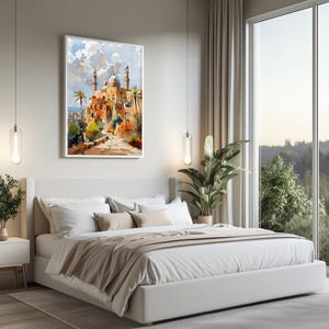 Lámina de arte islámico para pared — Paisaje urbano en acuarela de Samawah, Irak, póster de Oriente Medio imagen 15