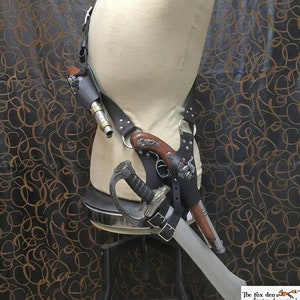 Pirate leather baldric sword / holster combo with optional baldric 2nd holster! The perfect addition to your pirate outfit! LARP, cosplay.
