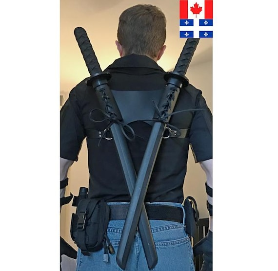 Fodero Doppio Per Spade Da Schiena - Cinturino In Pelle PU Regolabile | Per Costumi, Cosplay, Halloween - Foto 7