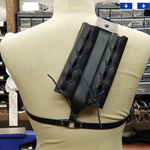 Leather double back scabbard designed for metal swords. Witcher style. LARP, cosplay.