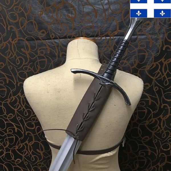 Leather back scabbard for foam sword for reenactment, high quality. Perfect for LARP or cosplay.