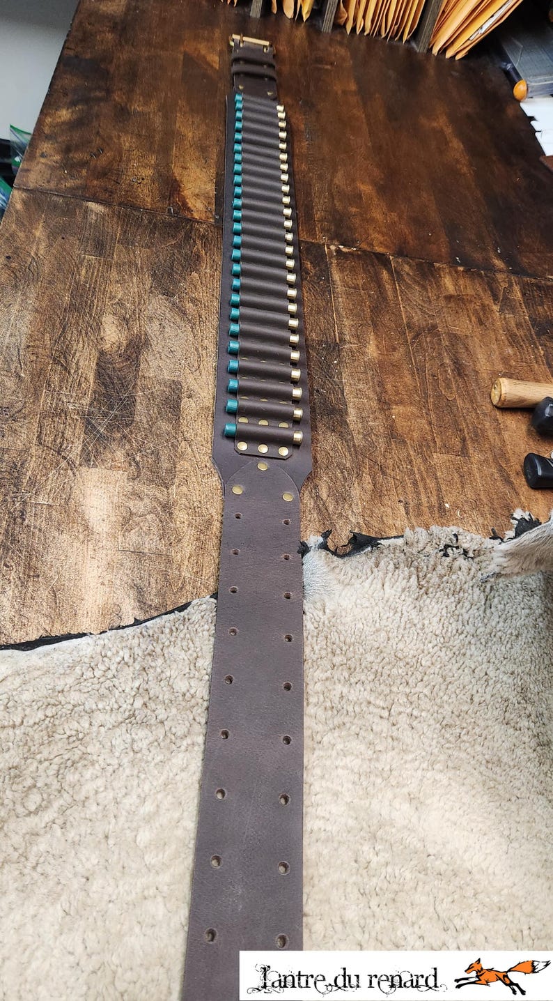 High Quality Hand Made Leather Ammo Belt for 410 Gauge Shotgun Shell ...