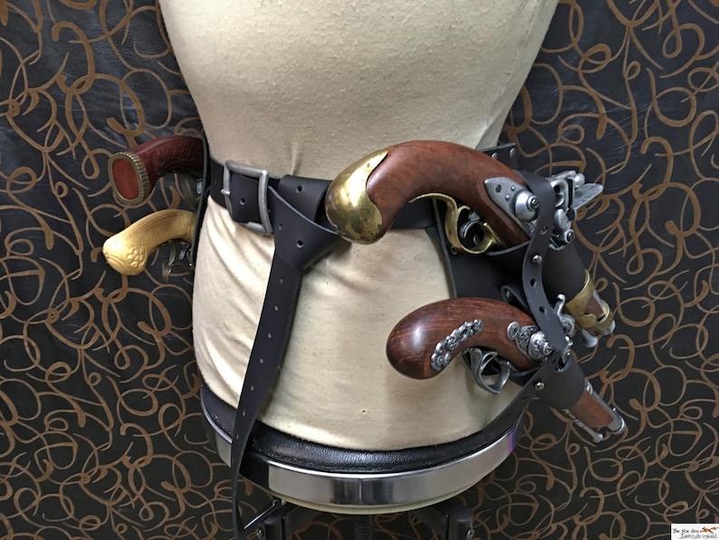 Pirate leather belt double holster for flintlock pistol Etsy