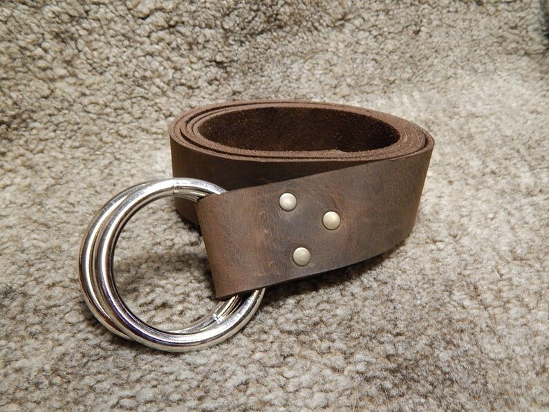 Medieval leather belt with double o ring black or brown Etsy