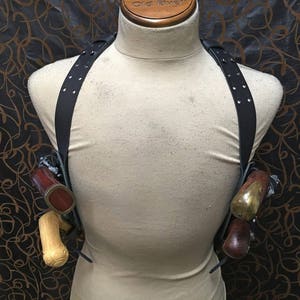 Pirate flintlock quadruple shoulder holster, universal and adjustable. SCA, LARP, high quality! Cosplay.