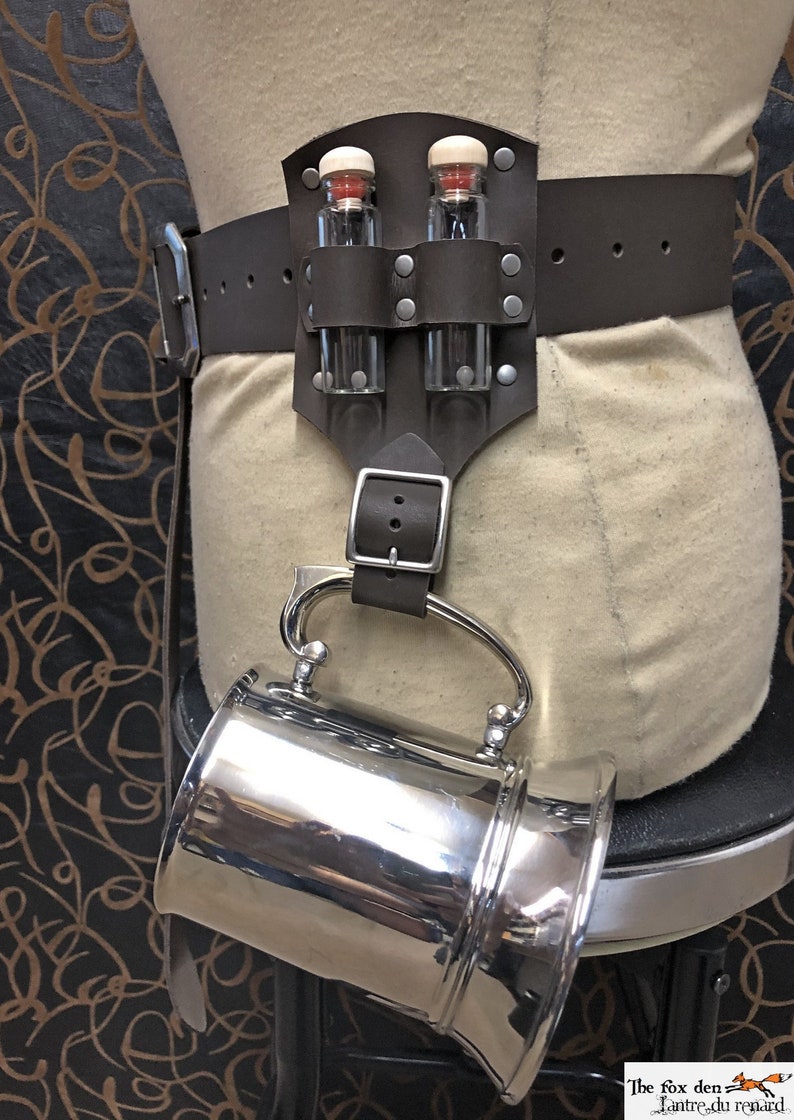 Luxury Leather Mug / Tankard Belt Holder With Buckle and Glass Etsy