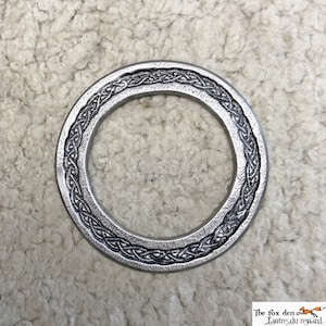 Large 3 1/2'' antique celtic ring for crafting. Good for armor and medieval belt. SCA, LARP image 1