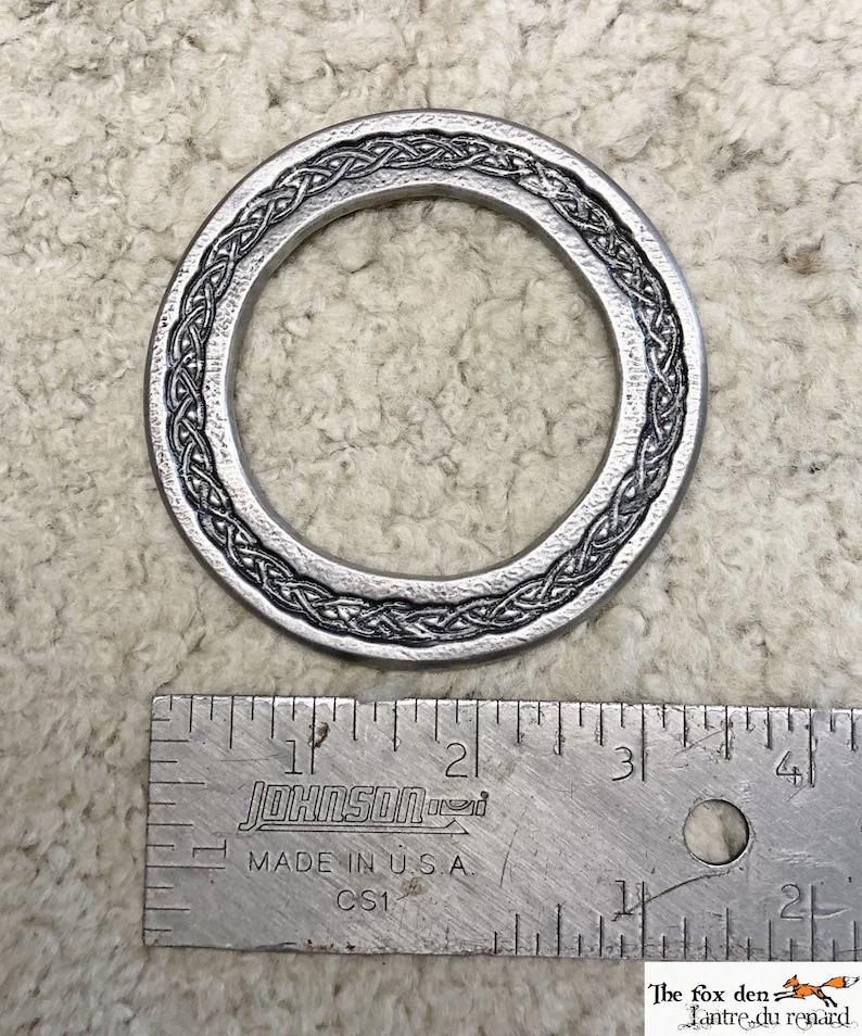 Large 3 1/2'' antique celtic ring for crafting. Good for armor and medieval belt. SCA, LARP image 4