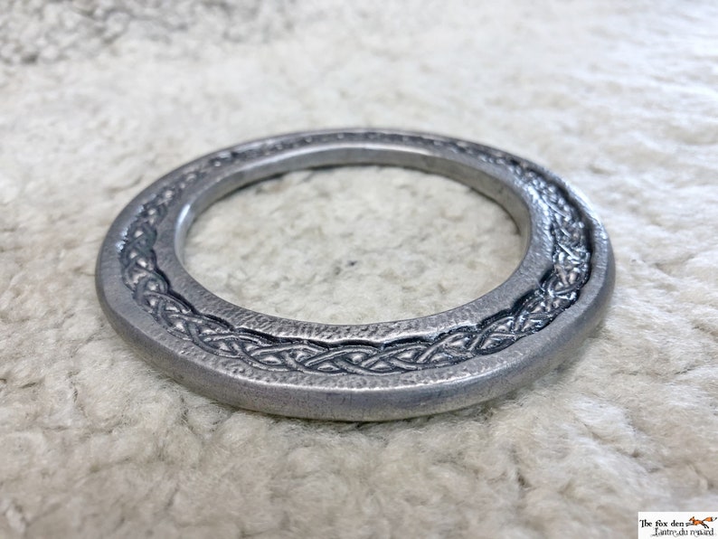 Large 3 1/2'' antique celtic ring for crafting. Good for armor and medieval belt. SCA, LARP image 2