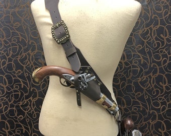 Combo de espada/coldre baldric de luxo em couro pirata com segundo coldre baldric opcional! Essencial para larpers e cosplayers piratas!