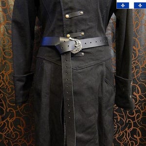Mittelalterlicher langer Gürtel mit keltischer Schnalle. Sehr hochwertiger 9oz Ledergürtel. Wikinger, LARP, SCA