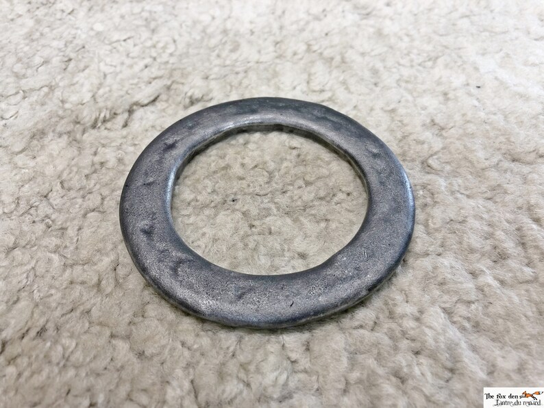 Large 3 1/2'' antique celtic ring for crafting. Good for armor and medieval belt. SCA, LARP image 3