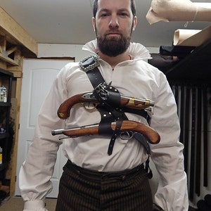 Funda doble de hombro de lujo para fusil de chispa pirata, universal y ajustable. ¡SCA, LARP, alta calidad! Cosplay.