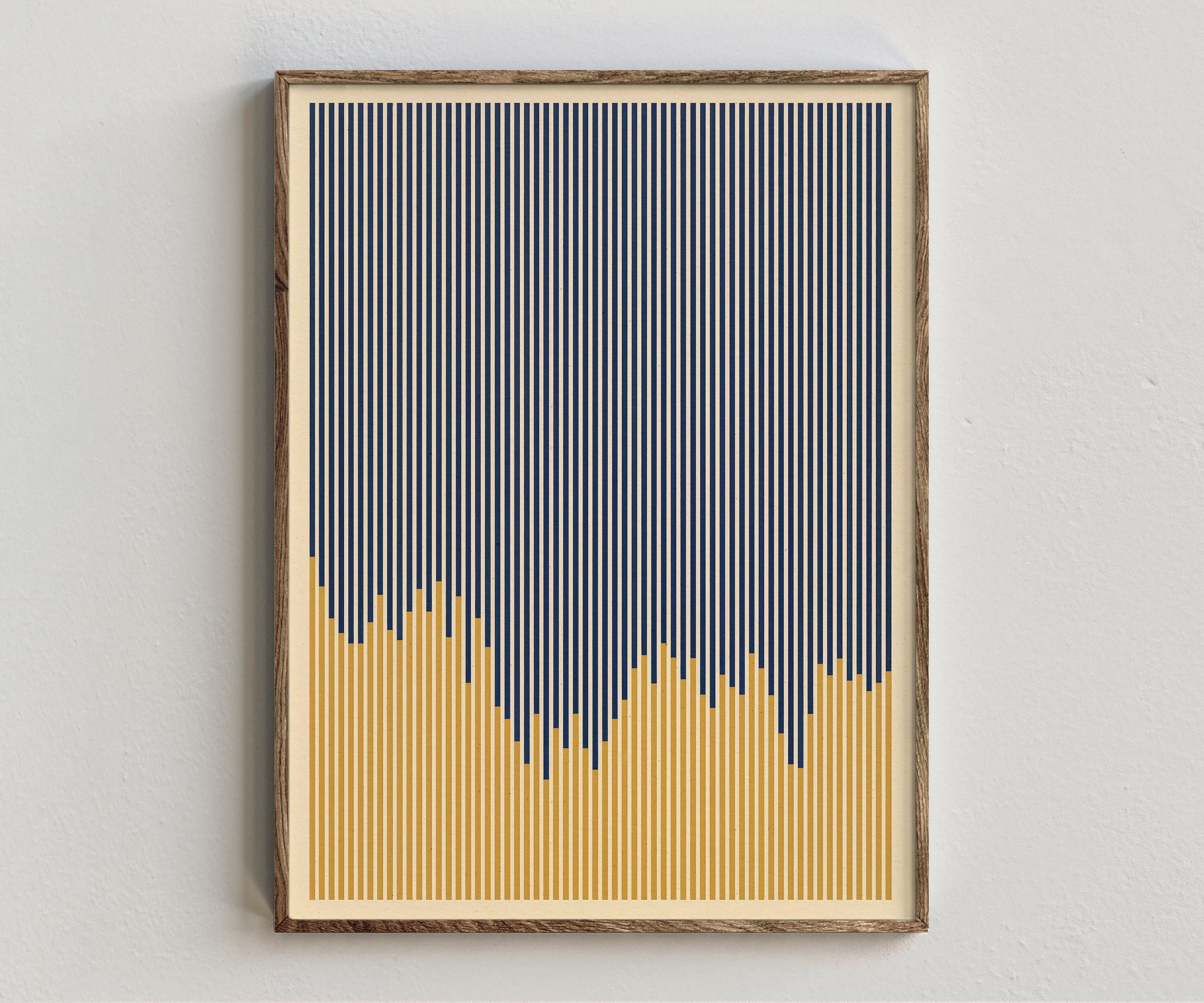 Mustard Yellow and Navy Color Block Wall Art Digital Download