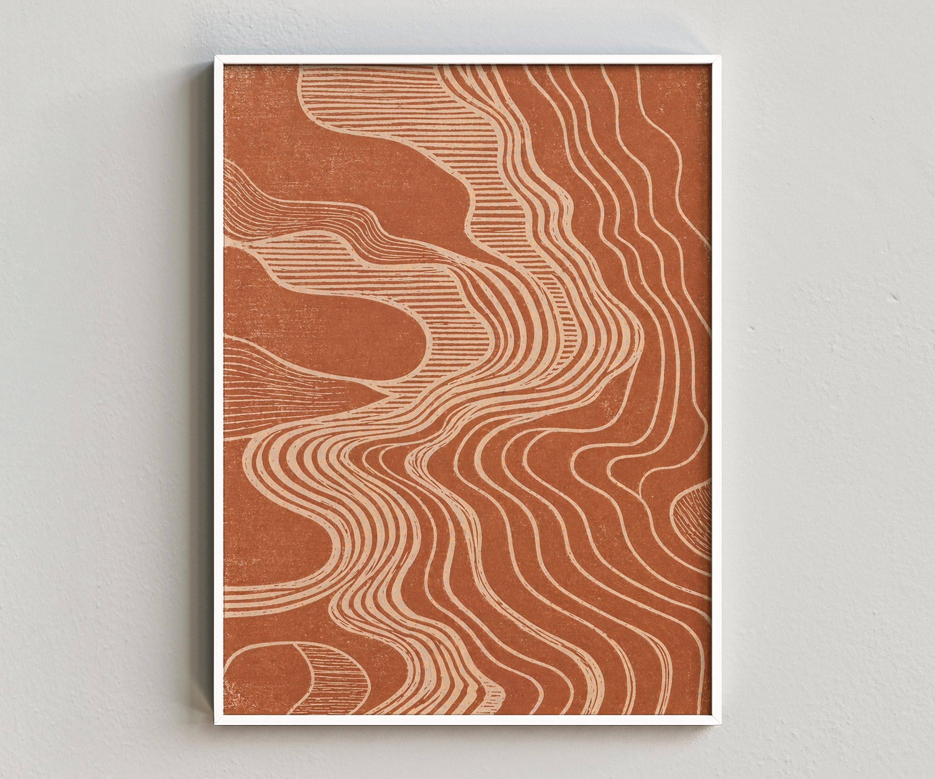 Mars Landscape Art Print, Rust Topographic Digital Download