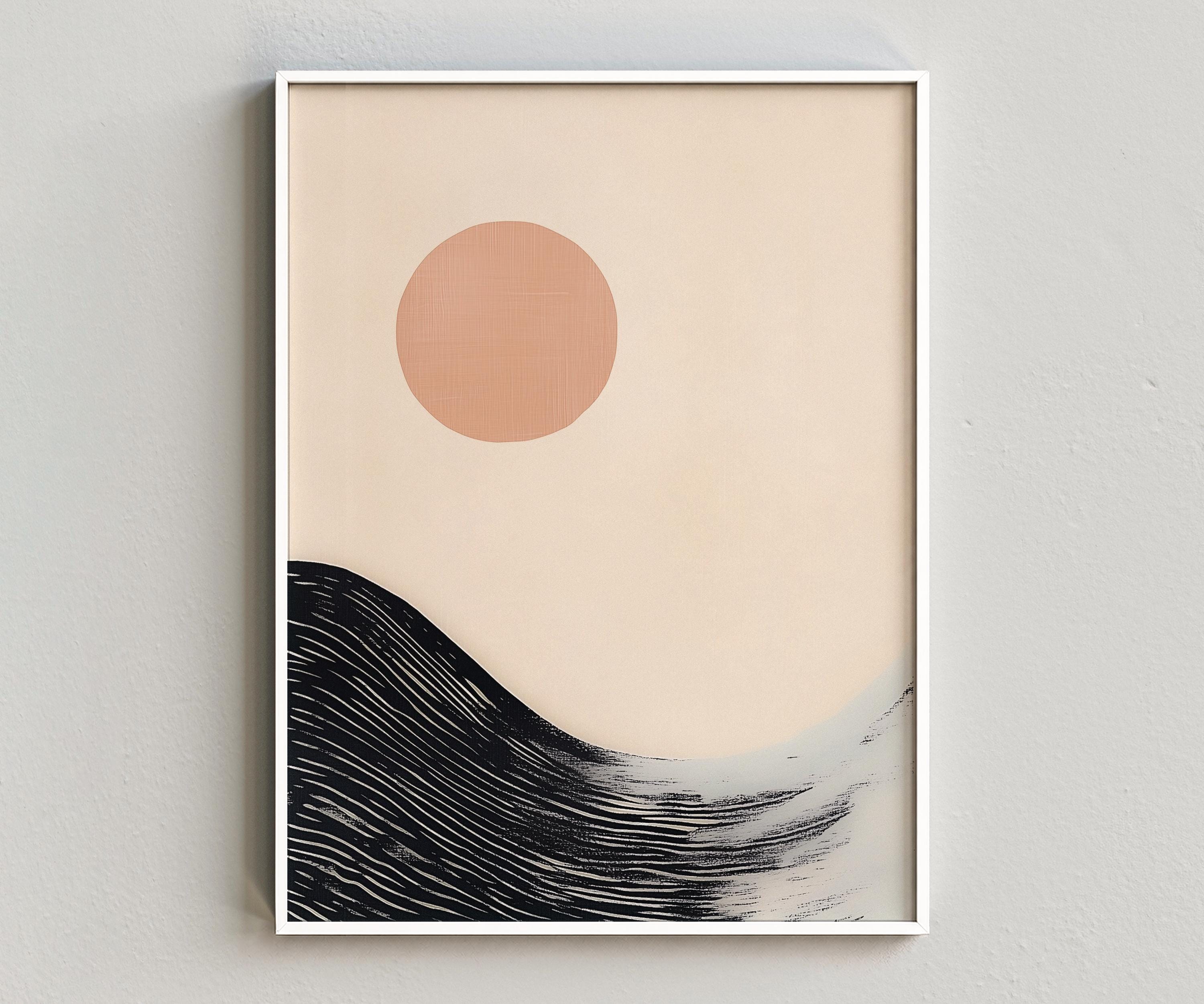 Pastel Wave Wall Art, Peach Sun Digital Download