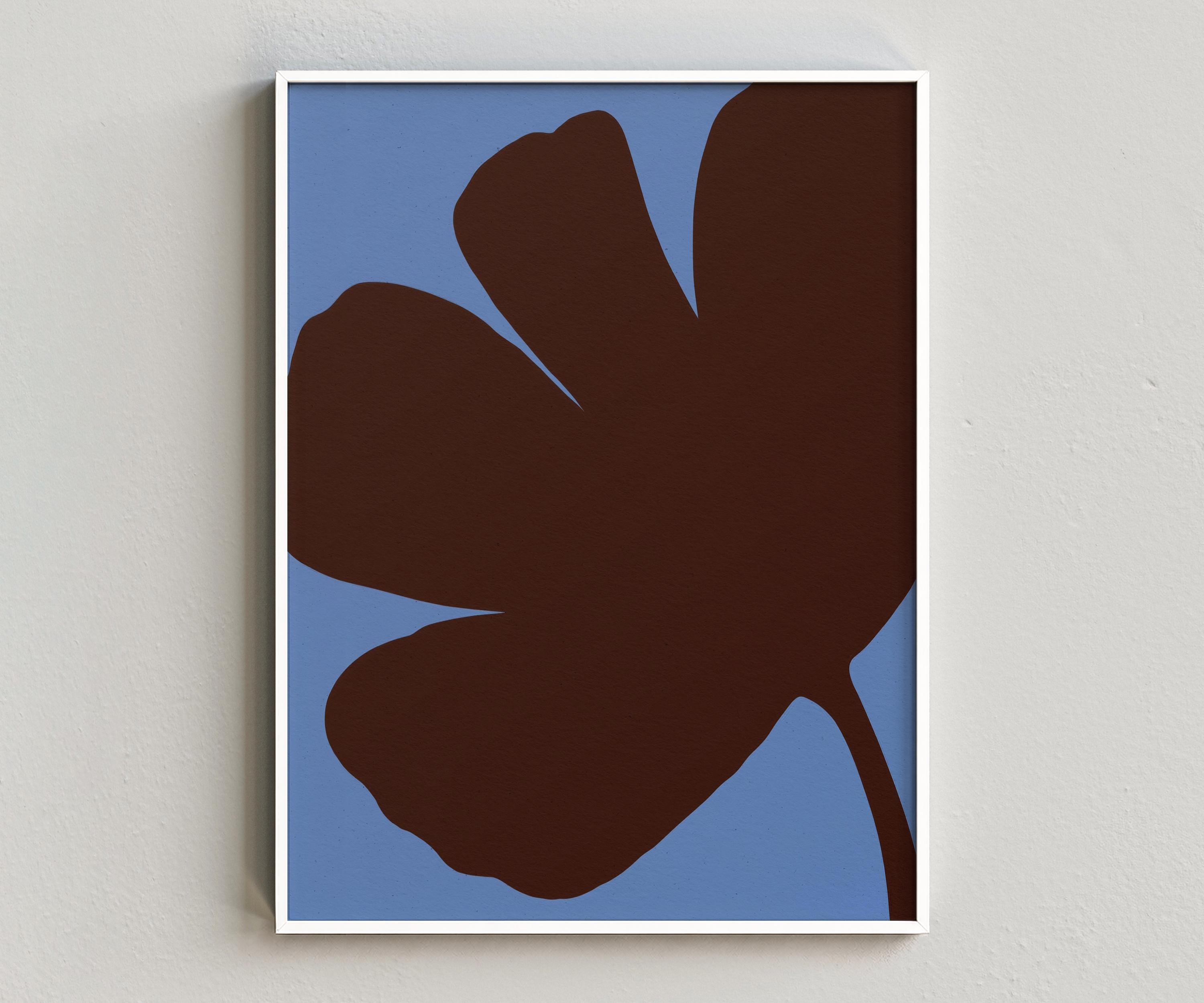 Abstract Floral Wall Art: Brown and Blue Digital Download