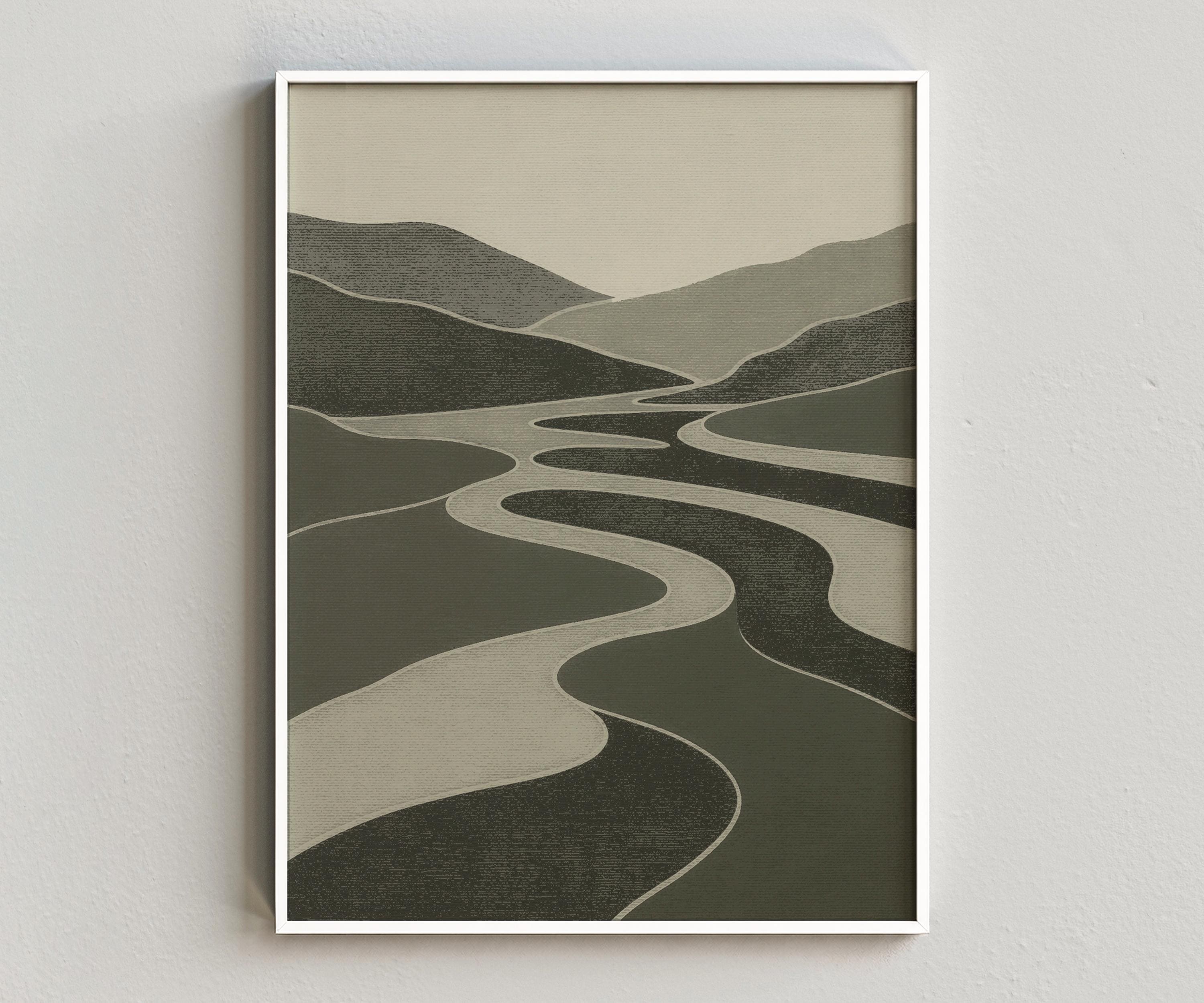 Rice Terrace Wall Art Printable, Green Banaue Landscape Digital Download