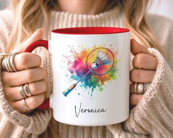 Custom Badminton Mug, Personalised Badminton Gift, Badminton Player Mug, Shuttlecock Mug, Badminton Coach Gift, Gift for Sports Fan