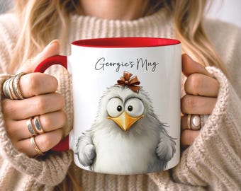 Custom Chicken Mug, Personalised Chicken Lover Gift for Hen Keeper, Farmer, Mum or Animal Lover